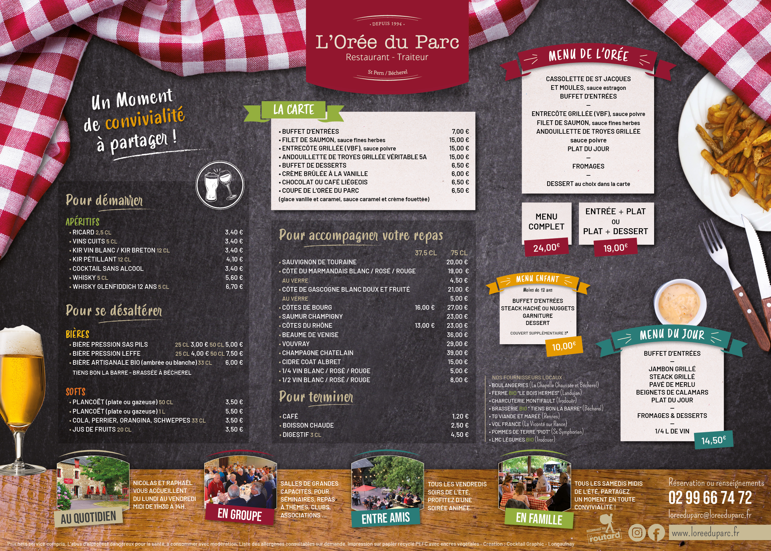 l'orée du parc menu du lundi au vendredi midi automne 2023